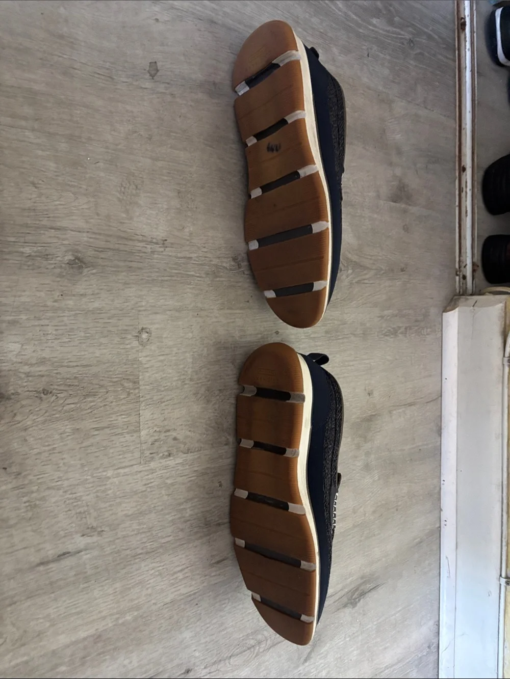 Cole Haan Navy Knit Slip-On Loafers with Tan Trim